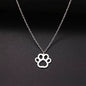 HOT SALE Gold Color Cute Animal Footprints Dog Cat Footprints Paw Necklaces Pendants Women Stainless Steel Jewelry