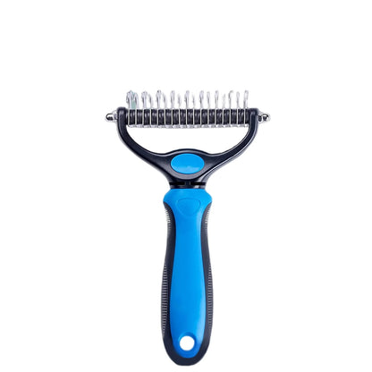 Pet Deshedding Brush - Double-Sided Undercoat Rake for Dogs & Cats - Shedding Comb and Dematting Tool for Grooming, Extra Wide