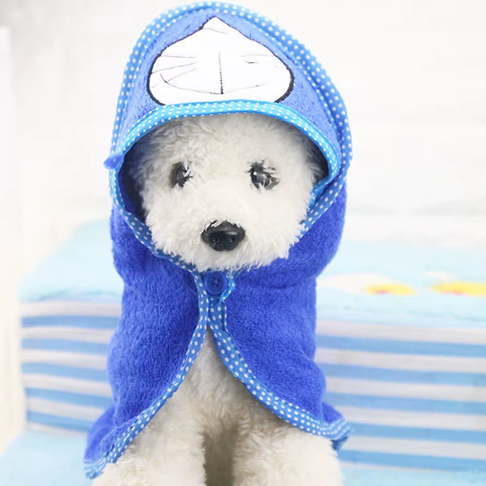 Cute Pet Dog Cat Towel Pets Drying Bath Towels with Hoodies Warm Blanket Soft Drying Cartoon Puppy Super Absorbent Bathrobes