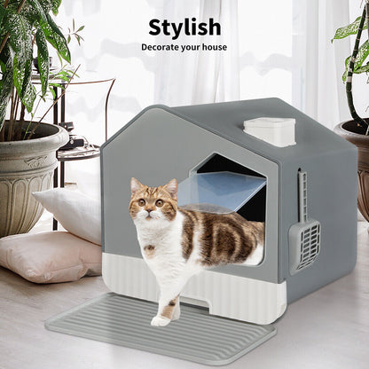 Pawz Fully Enclosed Cat Litter Box Mat Kitty Toilet Trapping Odour Control Basin