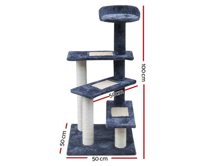 I.Pet Cat Tree 100Cm Scratching Post Scratcher Tower Wood Condo House Trees Bed