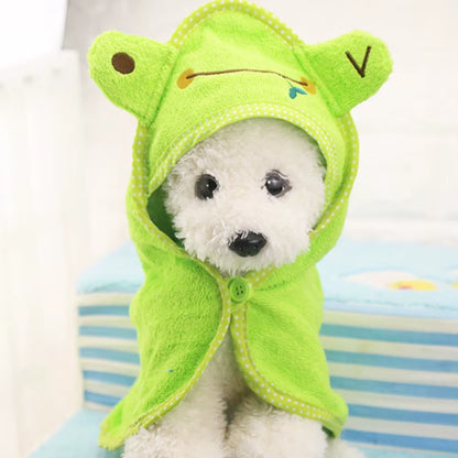 Cute Pet Dog Cat Towel Pets Drying Bath Towels with Hoodies Warm Blanket Soft Drying Cartoon Puppy Super Absorbent Bathrobes