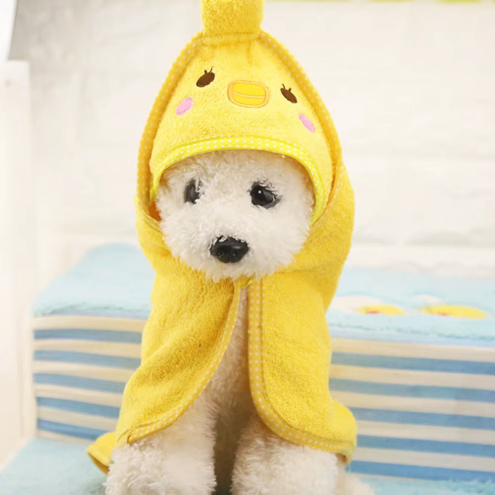 Cute Pet Dog Cat Towel Pets Drying Bath Towels with Hoodies Warm Blanket Soft Drying Cartoon Puppy Super Absorbent Bathrobes