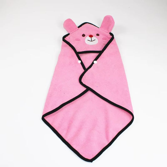 Cute Pet Dog Cat Towel Pets Drying Bath Towels with Hoodies Warm Blanket Soft Drying Cartoon Puppy Super Absorbent Bathrobes