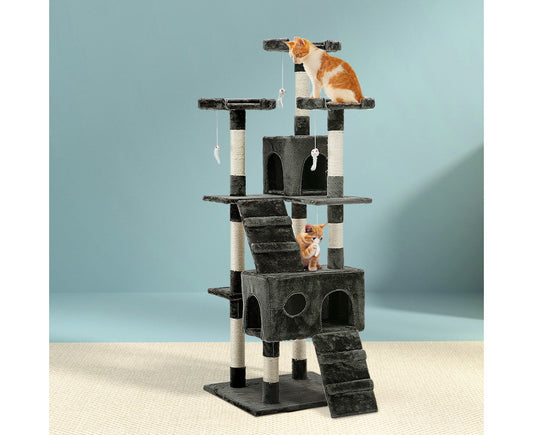 I.Pet Cat Tree 180Cm Tower Scratching Post Scratcher Wood Condo House Toys Grey