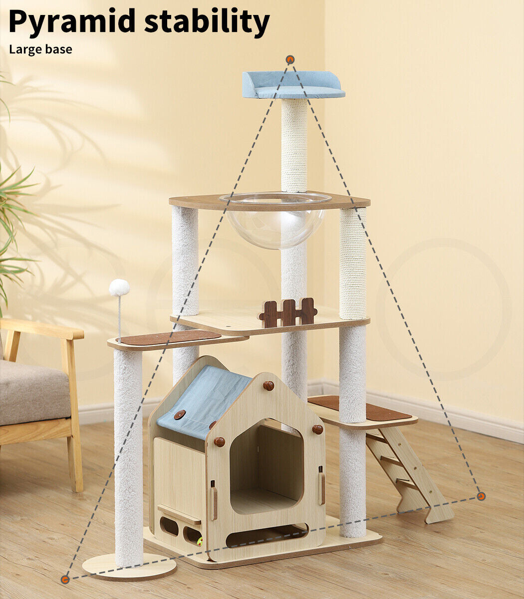 Pawz Cat Tree Scratching Post Scratcher Cats Tower Wood Furniture House 138Cm