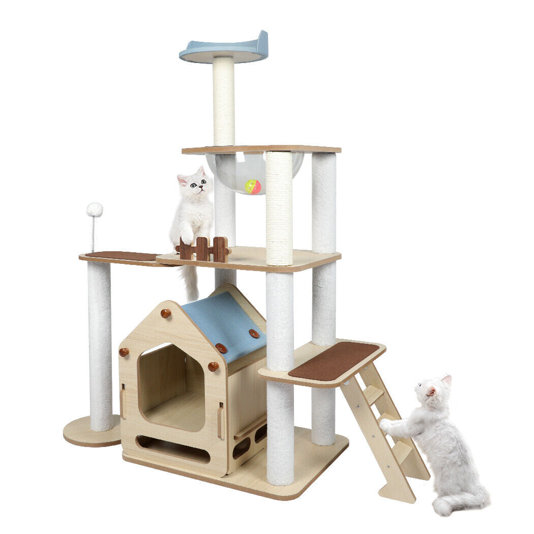 Pawz Cat Tree Scratching Post Scratcher Cats Tower Wood Furniture House 138Cm