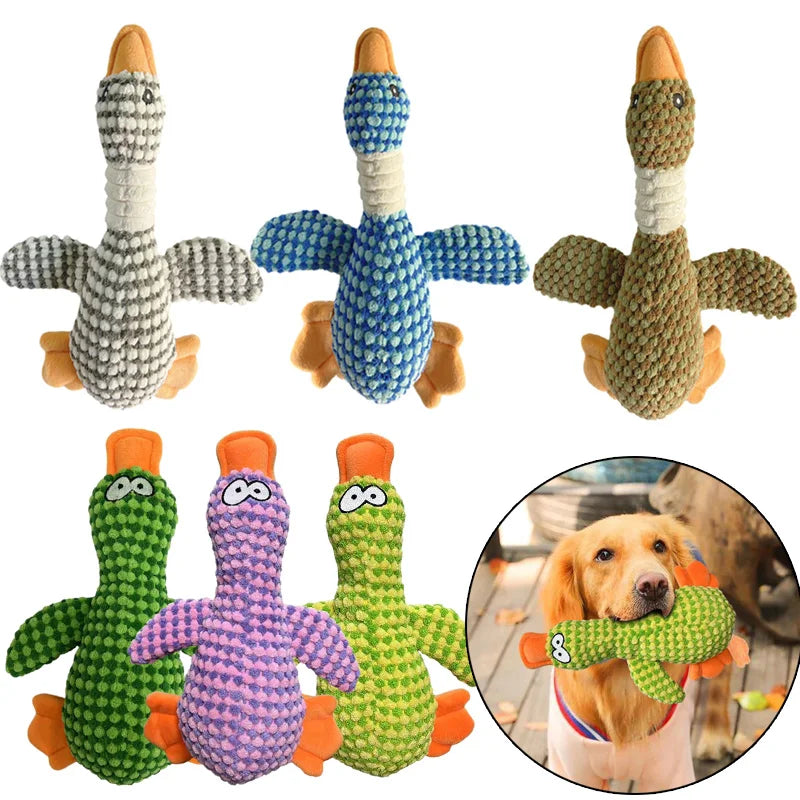 Cute Dog Plush Toys Pet Duck Squeak Toy for Puppy Sound Wild Goose Chew Toy for Small Middle Large Dogs Teeth Cleaning