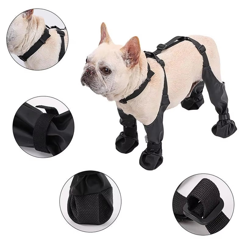 Waterproof Dog Boots Anti-Slip Dog Shoes with Rugged Rubber Sole, Pet Paw Protector for Small Medium Dogs