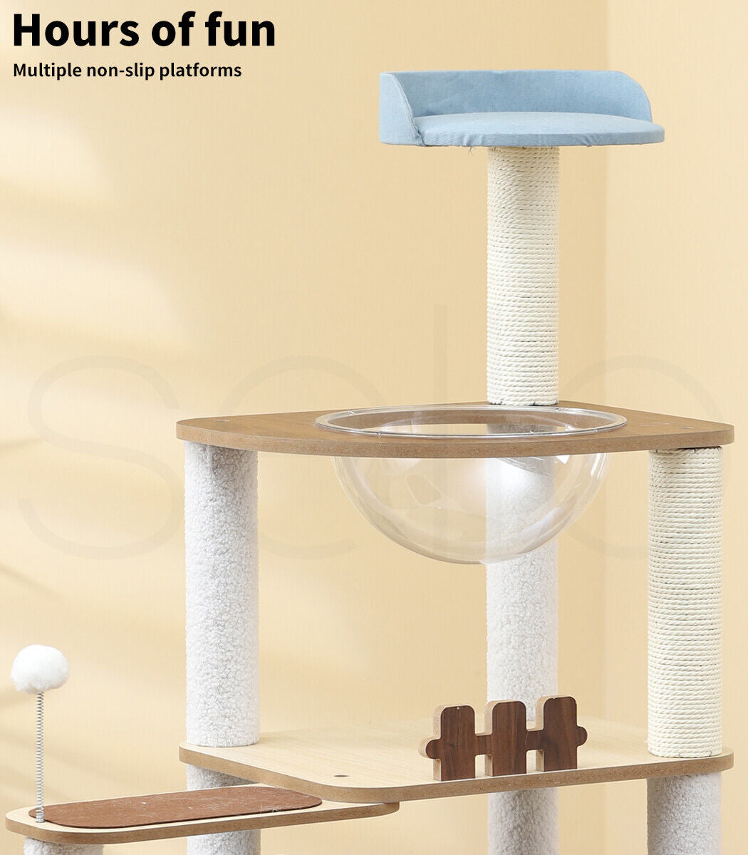 Pawz Cat Tree Scratching Post Scratcher Cats Tower Wood Furniture House 138Cm